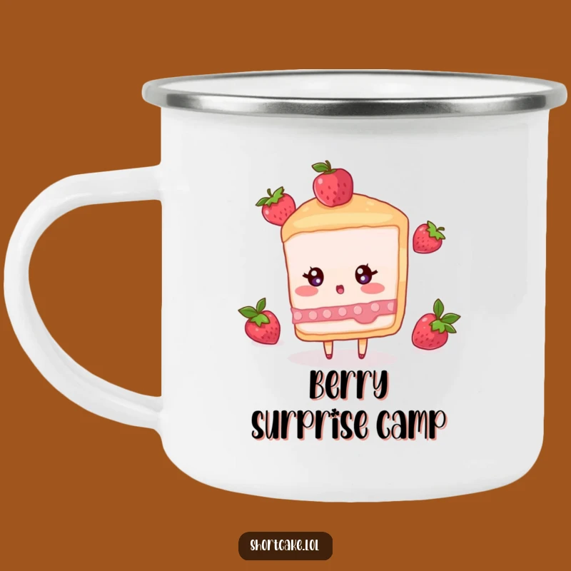 Funny Surprised Shortcake Camping Mug - Berry Surprise Outdoor Gift
