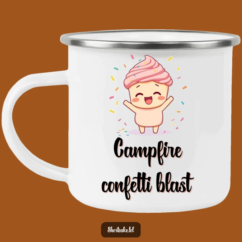 Funny Confetti Shortcake Camping Mug: Celebrate Outdoors, Perfect Funny Gift