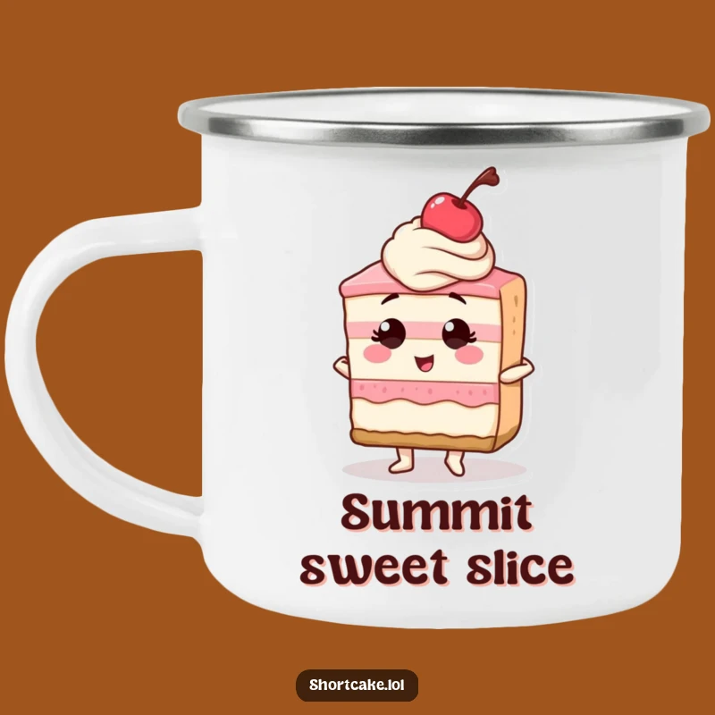 Funny Confident Shortcake Slice Cherry Camping Mug - Bold Adventure Fuel