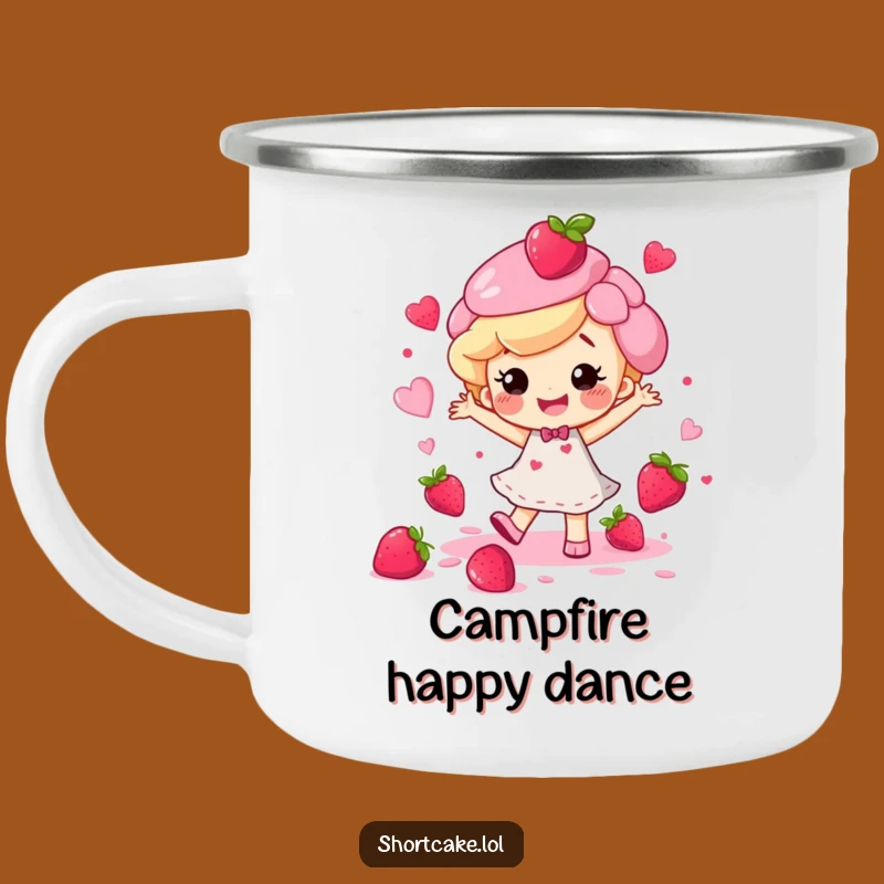 Funny Happy Shortcake Dance Camping Mug - Outdoor Berry Splatter Cup Gift