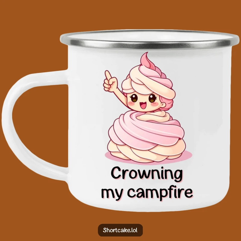 Funny Shortcake Triumphant Camping Mug: Outdoor Victory Dessert Drinkware, Great Funny Gift