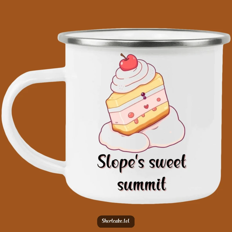 Funny Shortcake Slice Whipped Cream Slope Camping Mug - Adventure Fuel Gift