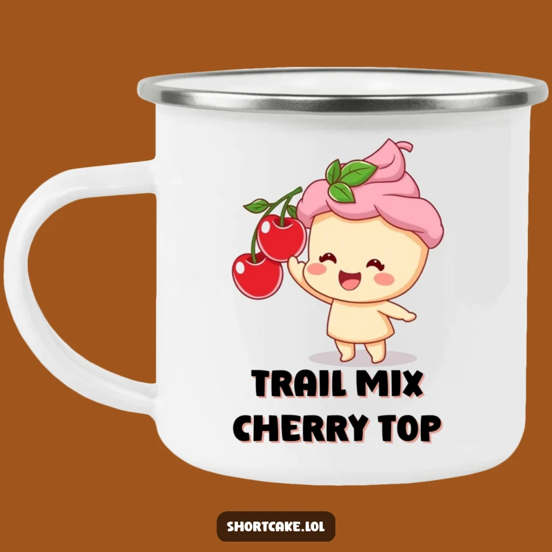Venture Out with Funny Shortcake Cherry Camping Mug: Sweet Humor for Outdoor Adventures