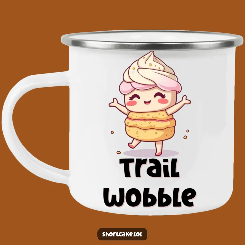Durable Funny Wobbling Shortcake Camping Mug: Sweet Sips and Dance Breaks