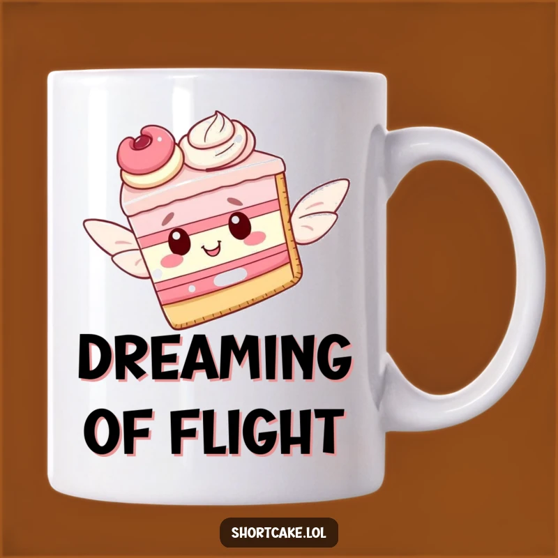 Funny Flying Shortcake Slice Pastry Wings Mug - Dreamy Dessert Gift