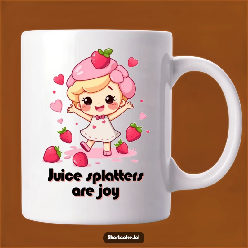 Funny Happy Shortcake Dance Mug - Joyful Berry Splatter Gift