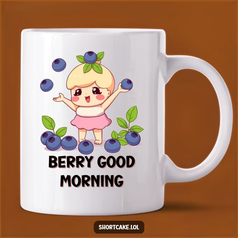 Funny Juggling Shortcake Blueberry Mug: A Playful Dessert Character for Fun Sips