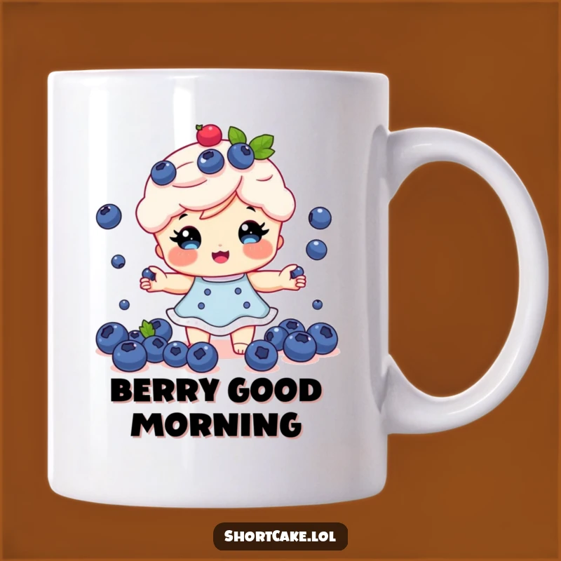 Funny Shortcake Juggling Mug: Adorable Blueberry Chef, Hilarious Dessert Gift