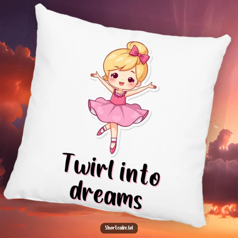 Funny plush pillow featuring a shortcake character elegantly twirling, perfect for adding comfort and humor to a room.