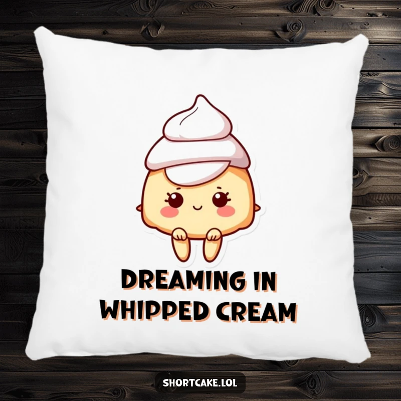 Funny plush pillow with a shortcake character wearing a cream hat, providing comfort and a touch of dessert humor.