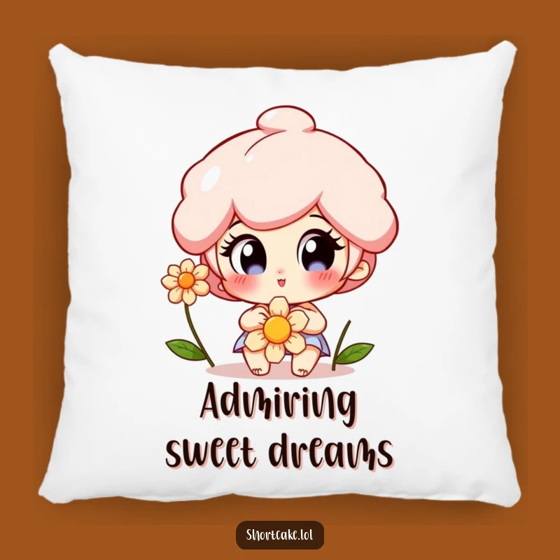 Funny Shortcake Pillow: Delighted Eyes Flower Comfort, Cozy Gift for Relaxing