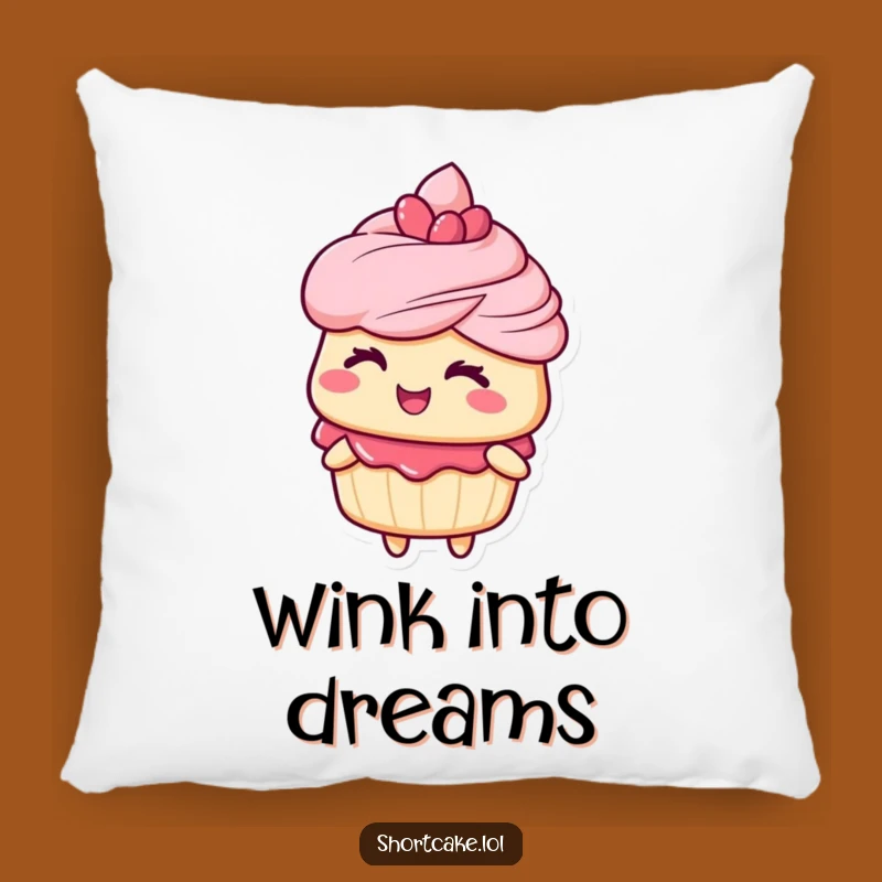 Funny Winking Shortcake Pillow - Cozy & Playful Comfort Accent