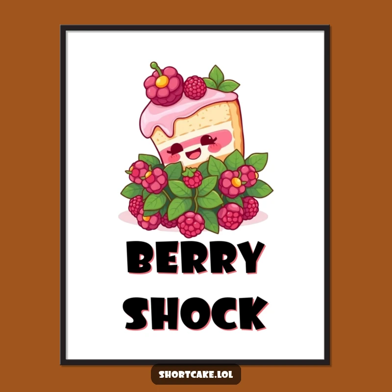 Funny Shortcake Surprise Digital Art: Berry Bush Download, Instant Funny Gift Decor