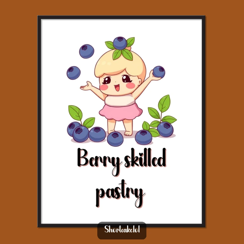 Funny Juggling Shortcake Blueberry Digital Art: Instant Playful Decor
