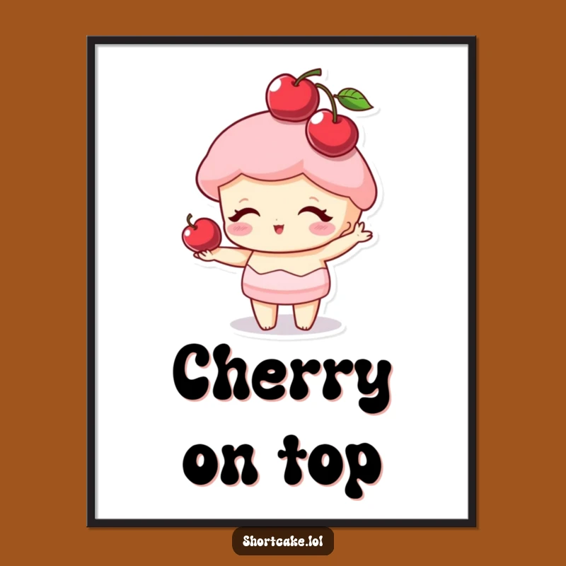 Funny Cherry Hat Shortcake Digital Print: Instant Sweetness for Your Walls