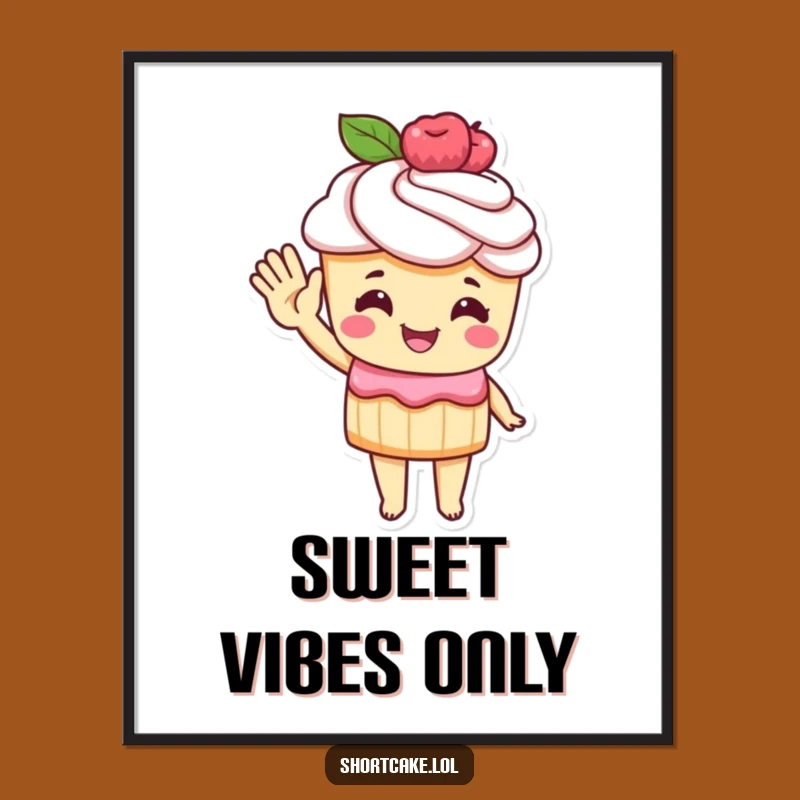 Funny Shortcake Digital Art: Cheerful Pastry Wave Print, Instant Funny Gift!