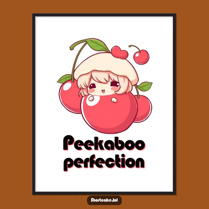 Funny Shortcake Digital Art: Cherry Peek Print, Instant Funny Gift!