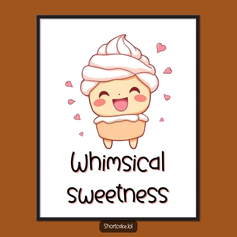Funny Shortcake Grin Digital Art: Instant Joyful Dessert Decor Gift