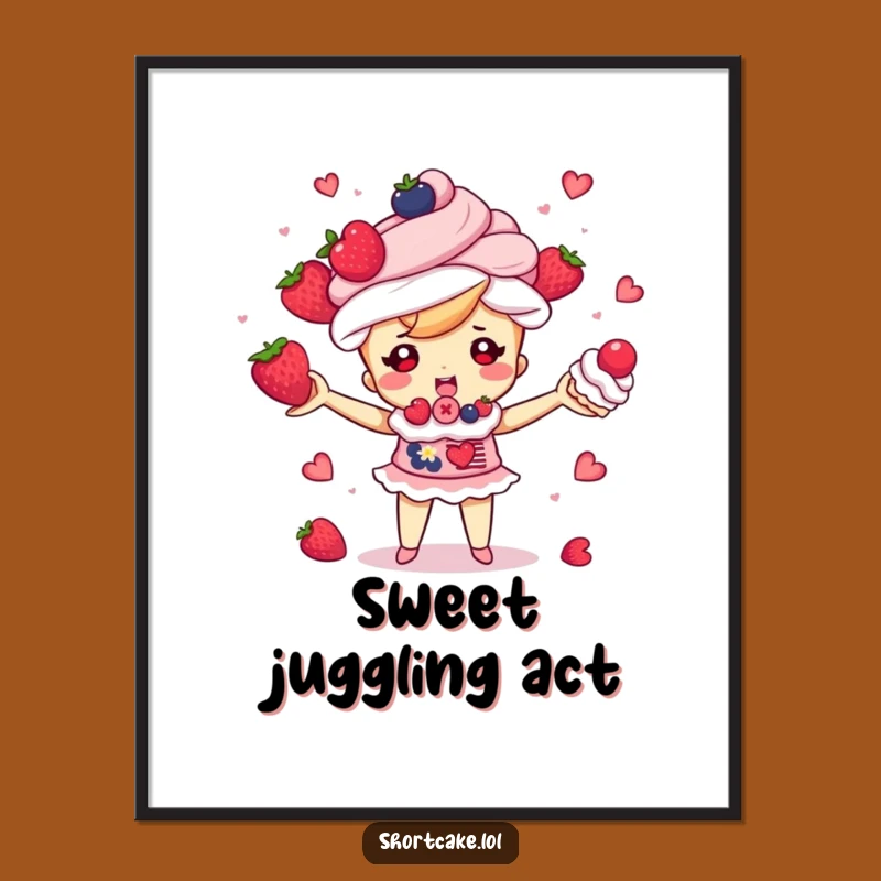 Funny Shortcake Juggling Digital Art - Instant Whimsical Decor