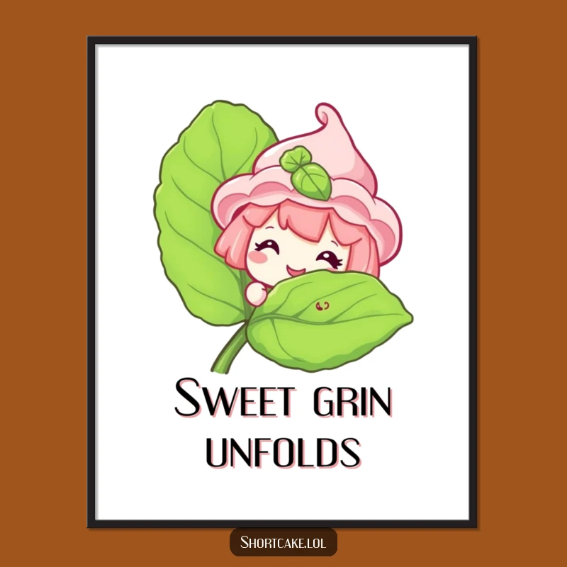 Funny Shortcake Peeking Digital Art: Sweet Grinning Instant Download, Perfect Funny Gift