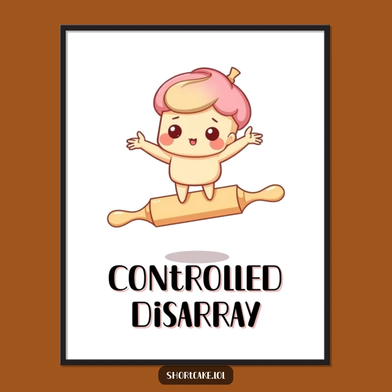 Funny Shortcake Rolling Pin Digital Art: Hilarious Dessert Character Print For Walls