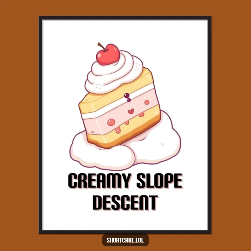 Funny Shortcake Slice Whipped Cream Slope Digital Art - Instant Dessert Laughs