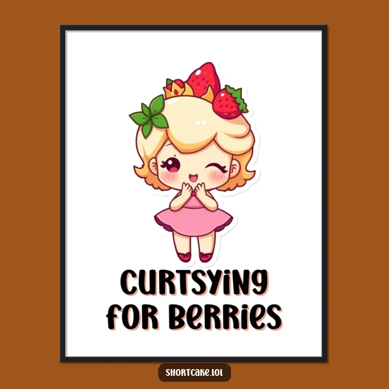 Funny Strawberry Crown Shortcake Digital Print: Instant Royal Charm for Your Walls