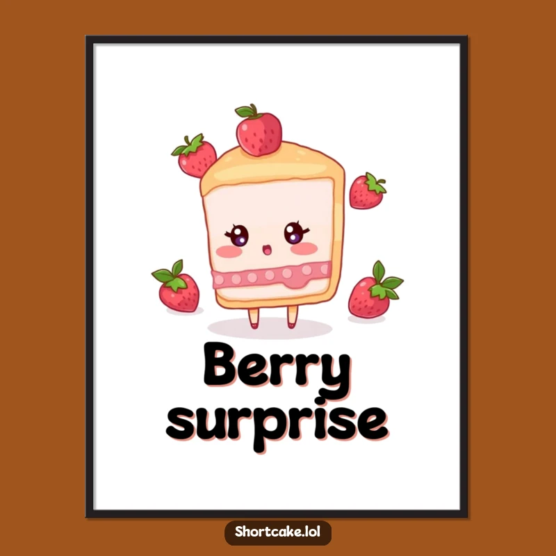 Funny Surprised Shortcake Digital Art - Berry Surprise Wall Decor Gift