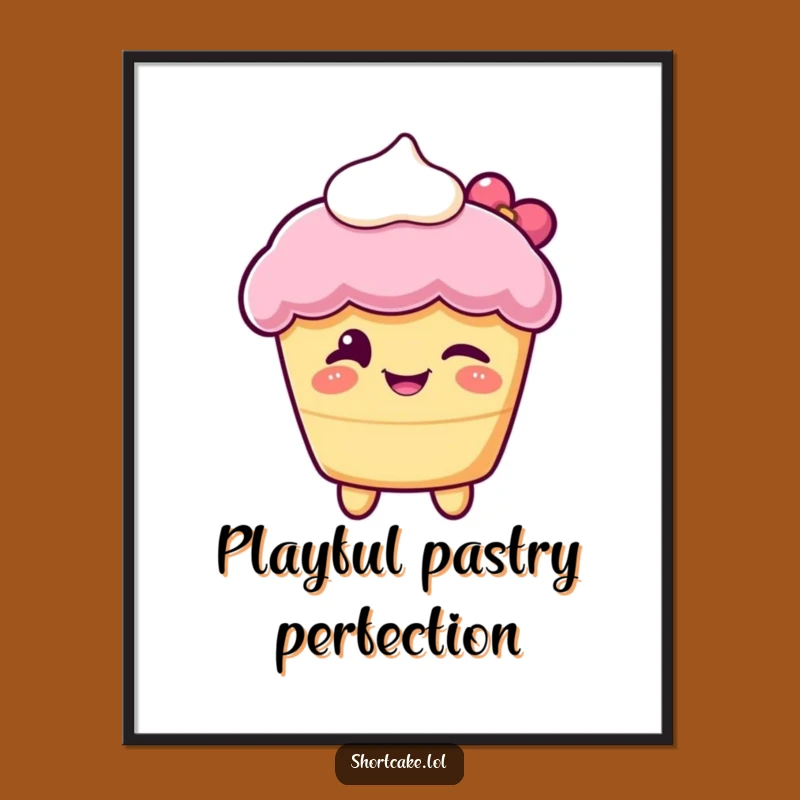 Funny Winking Shortcake Digital Art: Instant Sweet Decor with Playful Charm