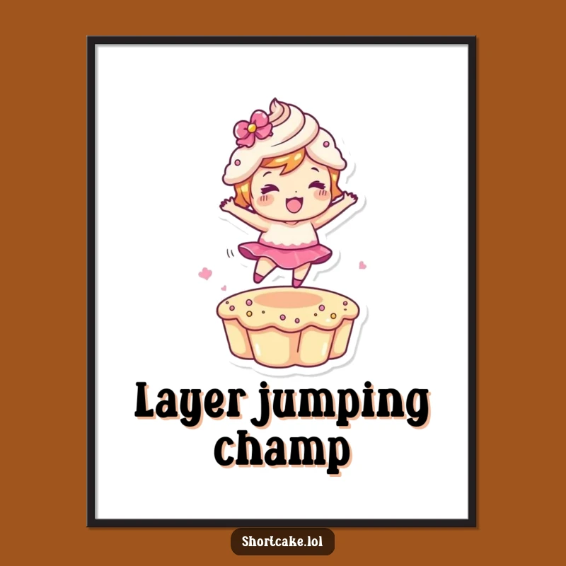 Funny Leaping Shortcake Digital Art: Downloadable Dessert Character Action for Instant Funny Gift
