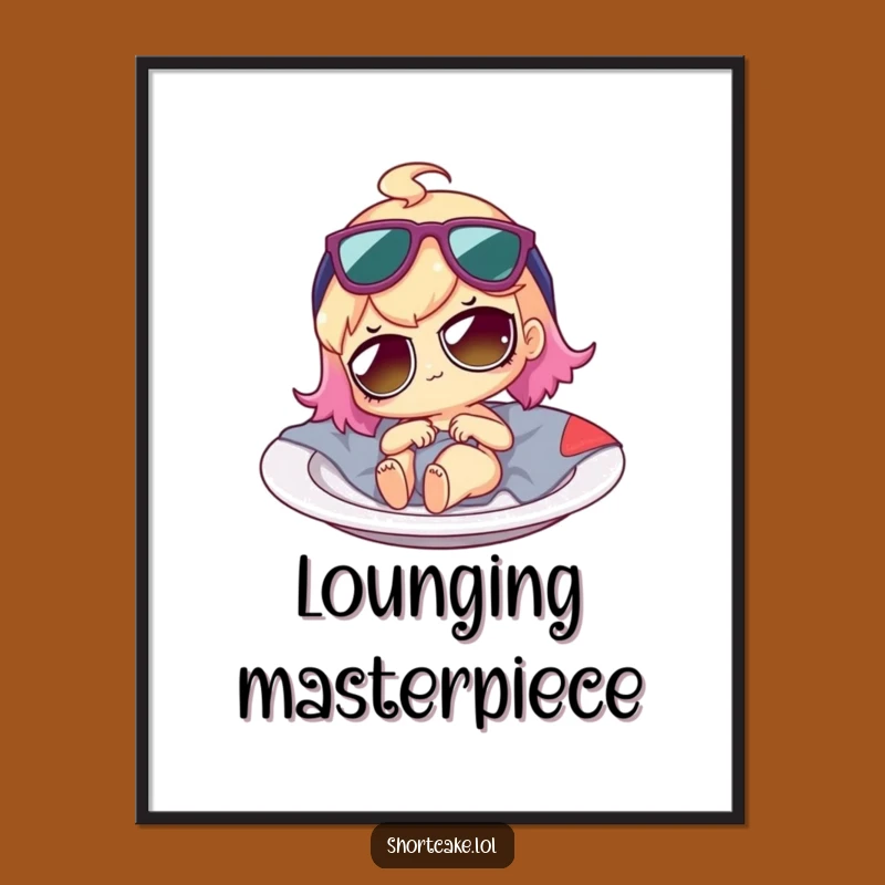 Funny Shortcake Digital Art: Lounging Dessert Character, Instant Download Funny Gift