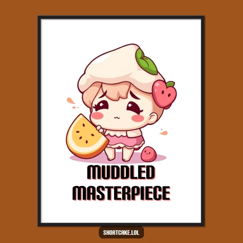 Funny Confused Shortcake Digital Art: Instant Quirky Decor Gift