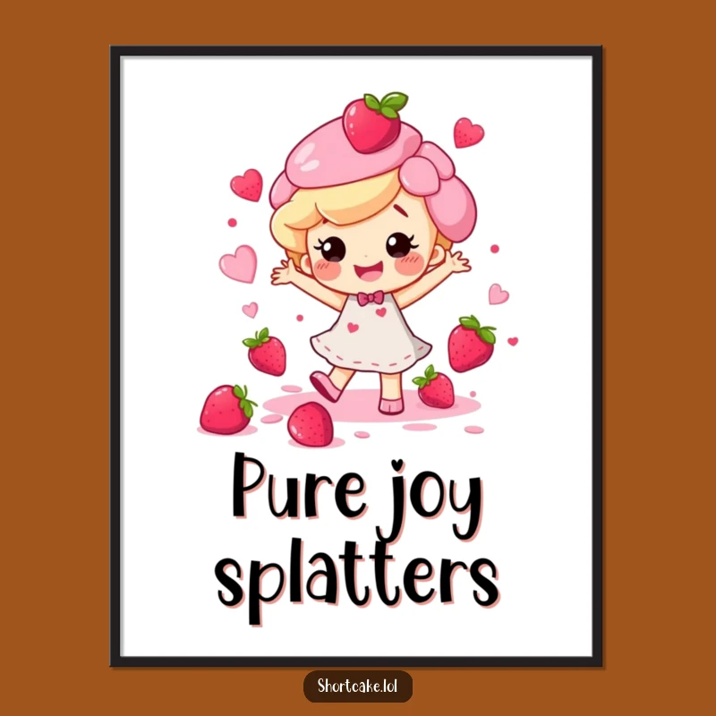 Funny Happy Shortcake Dance Digital Print - Instant Berry Splatter Art Gift