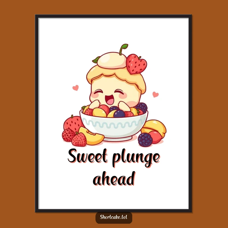 Funny Diving Shortcake Fruit Digital Art – Instant Joyful Decor!