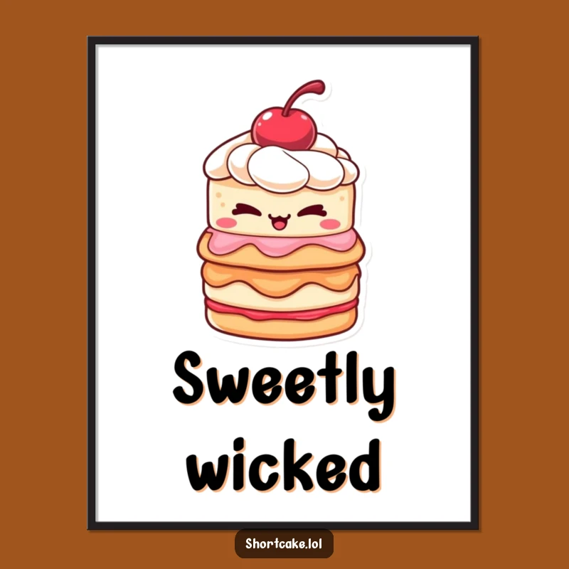 Funny Winking Shortcake Digital Print: Mischievous & Sweet Decor Gift
