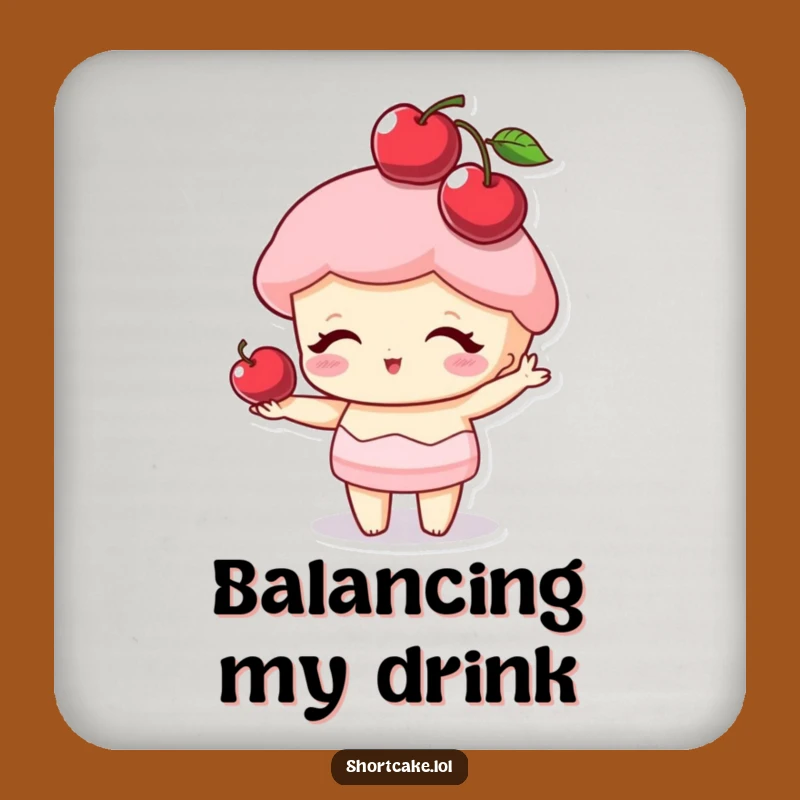 Funny Cherry Hat Shortcake Coasters: Protect Surfaces with Dessert Charm