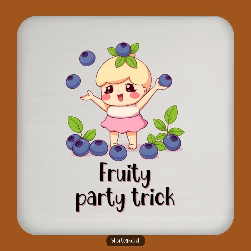 Funny Juggling Shortcake Blueberry Coaster: Protect Surfaces with Playful Flair
