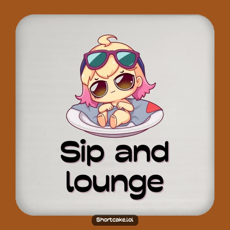 Funny Shortcake Drink Coaster: Dessert Character Lounging, Protect Surfaces with Funny Style