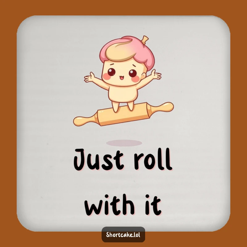 Funny Shortcake Rolling Pin Drink Coaster: Protect Surfaces With Dessert Laughs