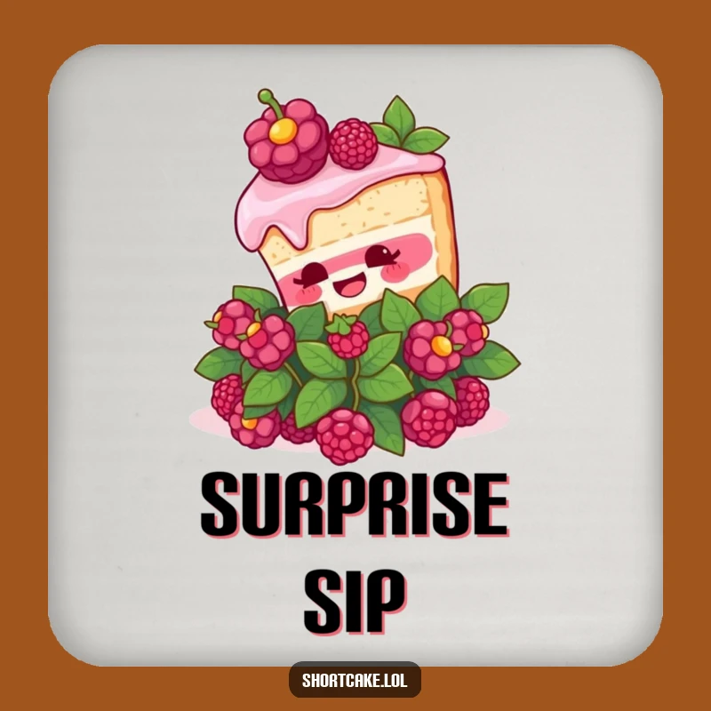 Funny Shortcake Surprise Coaster: Berry Bush Protector, Unique Funny Gift for Tables