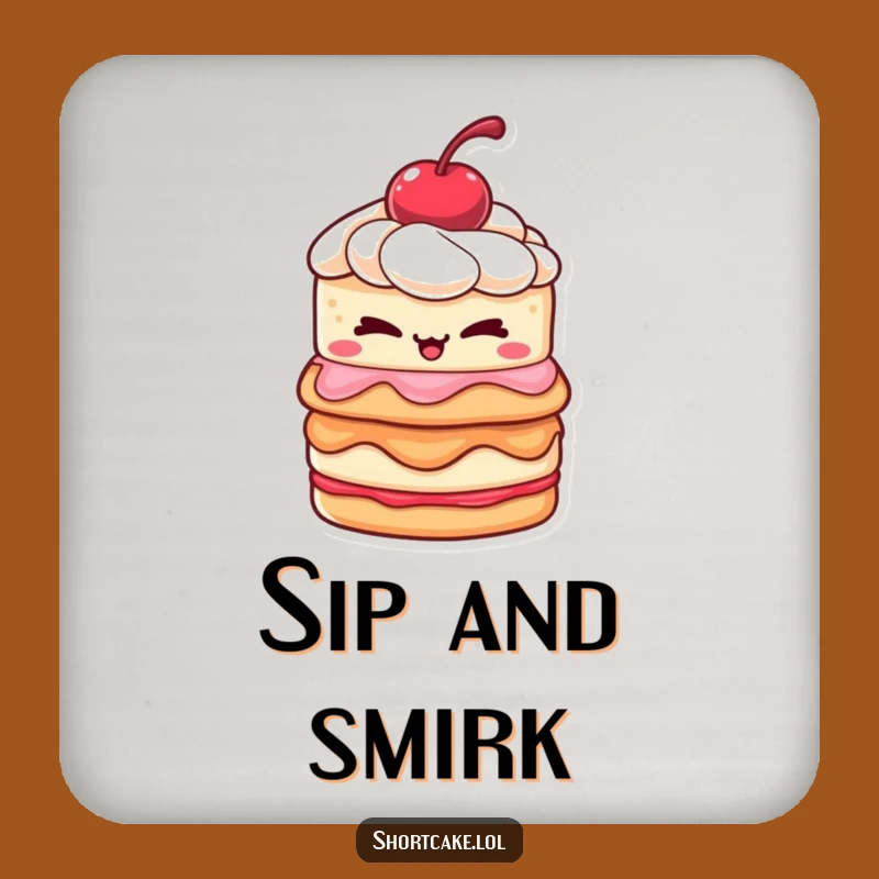 Funny Winking Shortcake Coaster: Mischievous Gift to Protect Surfaces!
