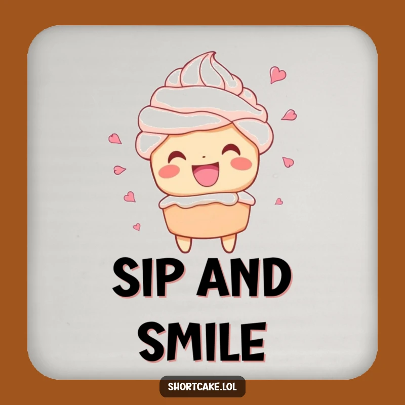 Funny Shortcake Grin Coaster Set: Protect Surfaces with Dessert Fun Gift