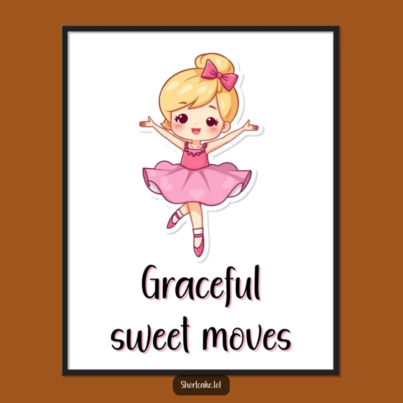 Funny Shortcake Ballet Twirl Poster: Elegant Dance Art with a Humorous Dessert Twist