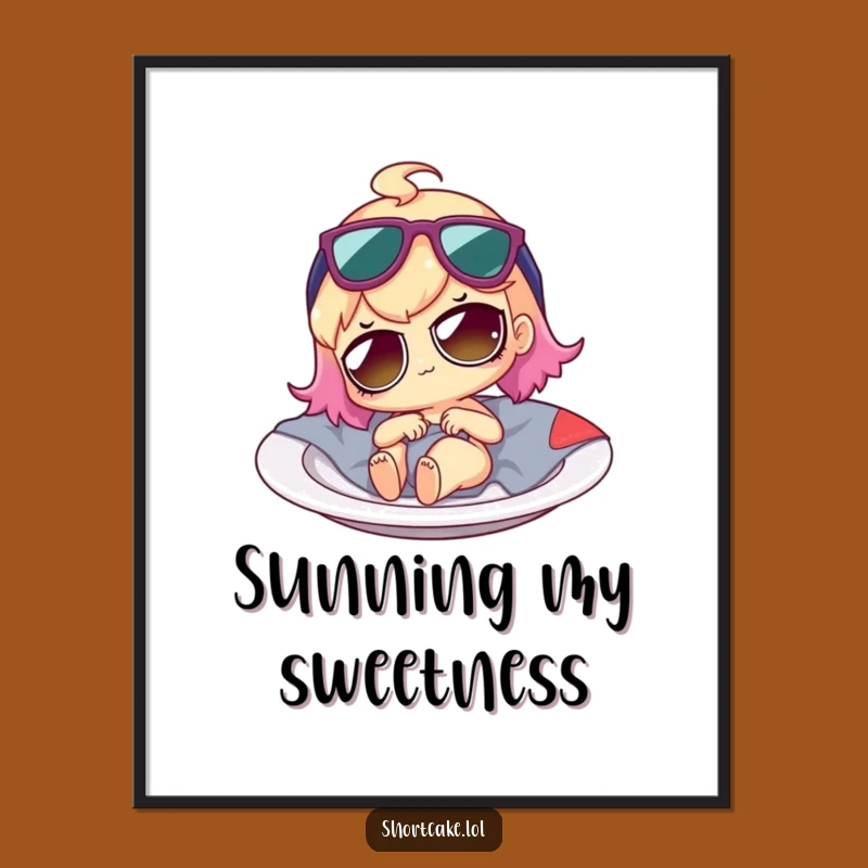 Funny Shortcake Poster: Adorable Lounging Dessert Character in Sunglasses, a Wall Art Funny Gift