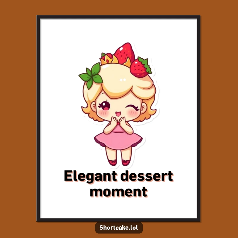 Funny Strawberry Crown Shortcake Poster: Sweeten Your Walls with Royal Art