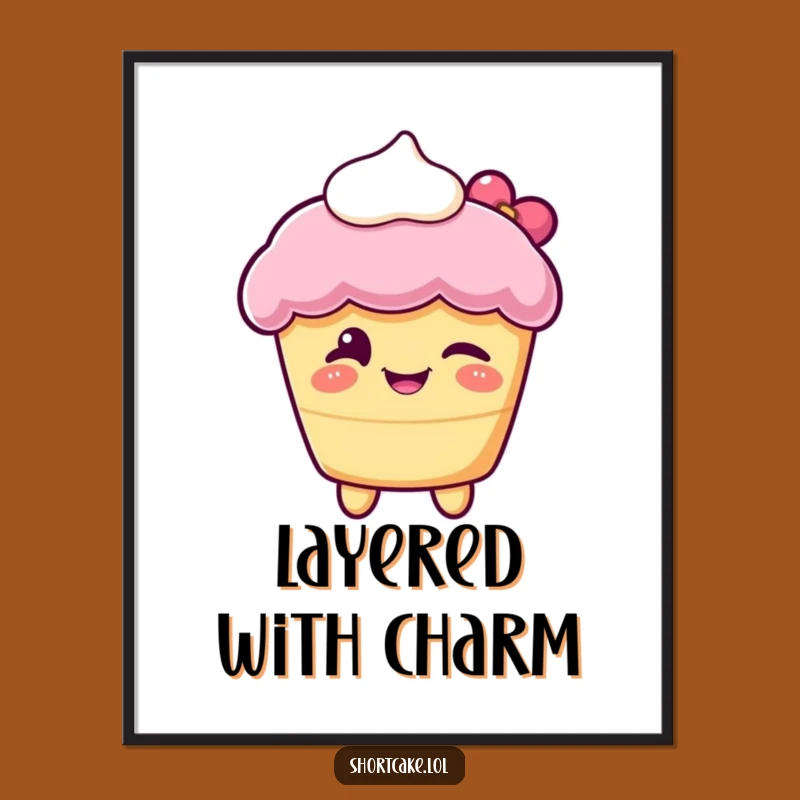 Funny Winking Shortcake Poster: Adorable Dessert Art to Brighten Your Walls