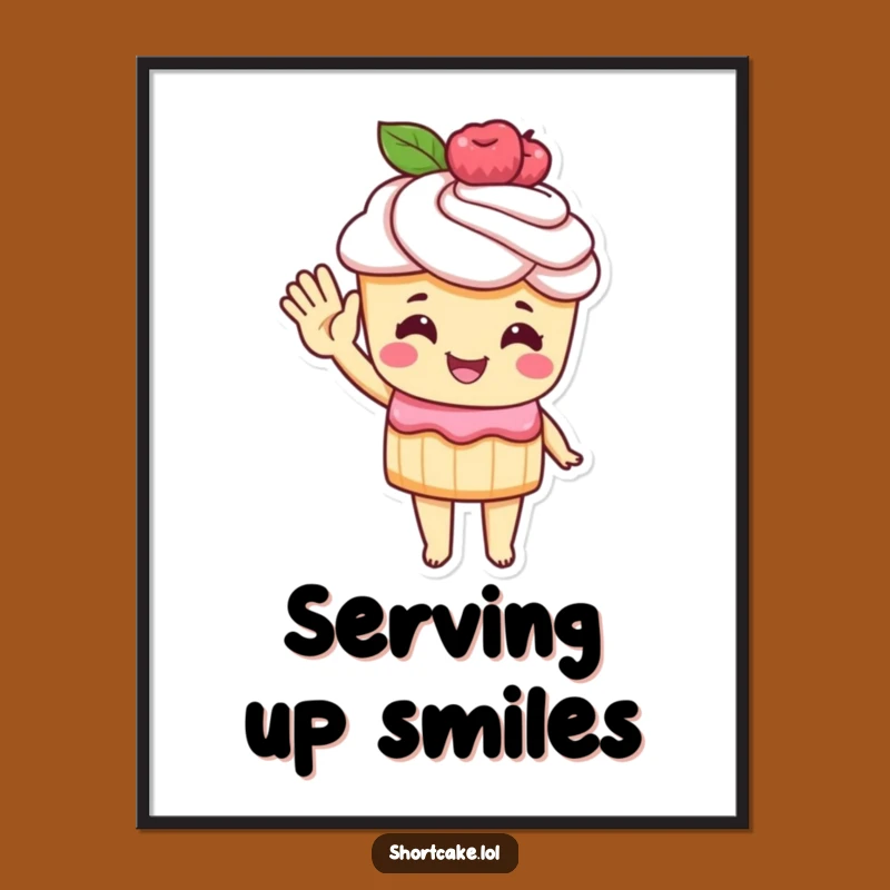 Funny Shortcake Poster: Cheerful Pastry Wave Art, Perfect Wall Decor Funny Gift!