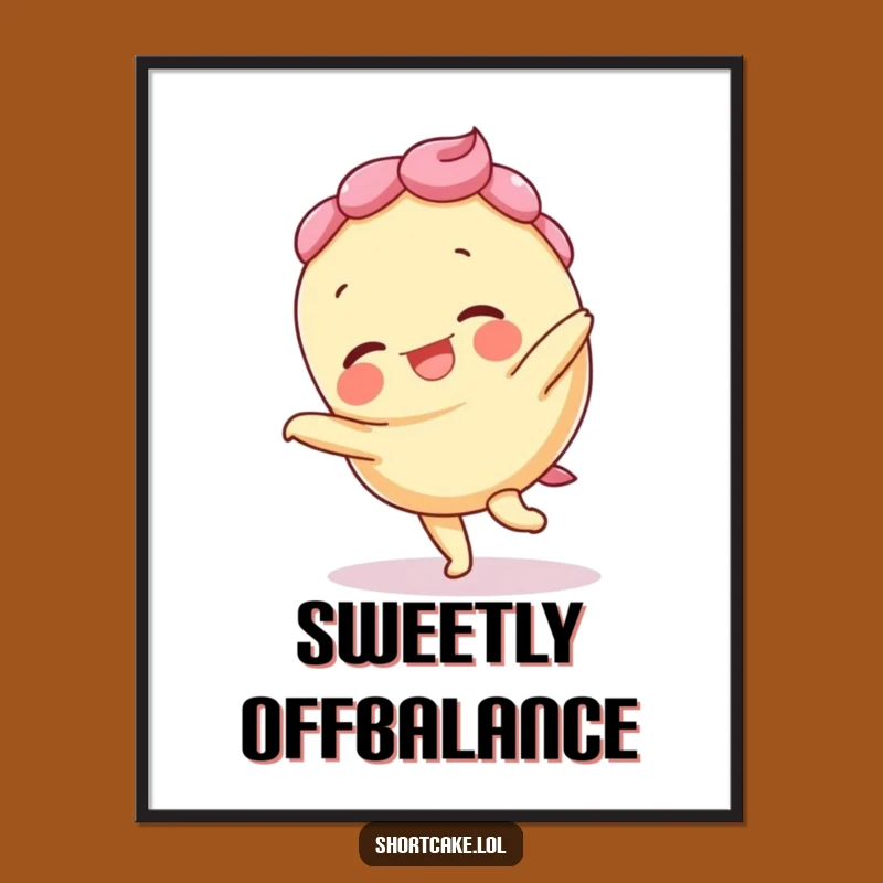 Funny Giggling Shortcake Cartwheel Poster: Energetic Dessert Art for Happy Walls