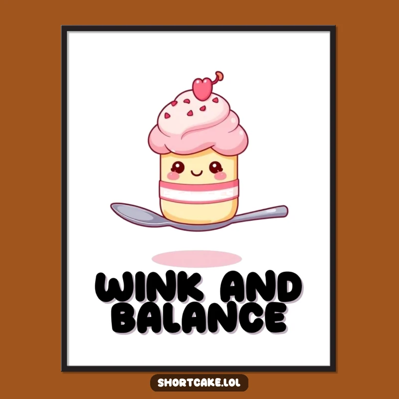 Funny Winking Shortcake Spoon Poster: Whimsical Wall Art, Perfect Funny Gift