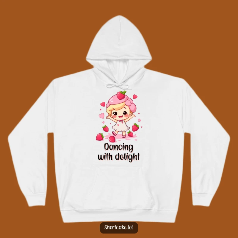 Funny Happy Shortcake Dance Hoodie - Cozy Berry Splatter Sweatshirt Gift